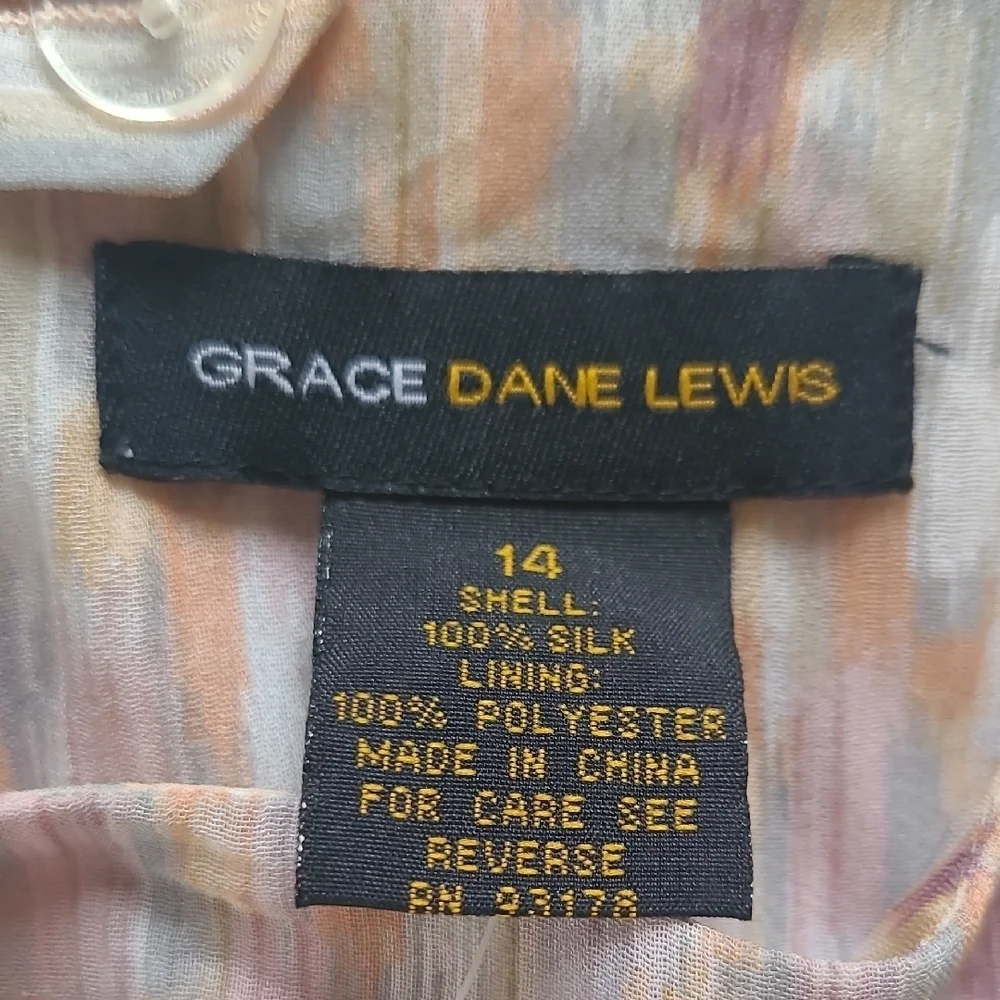 Vintage Grace Dane Lewis Silk Watercolor Handkerchief Hem Skirt - Size 14 - Picture 6 of 9
